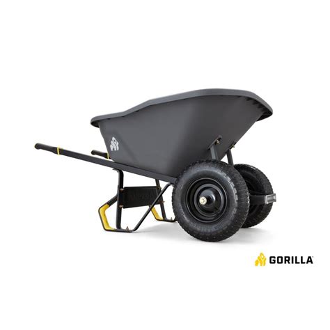 Gorilla wheelbarrows - All the innovation, quality, and dependability you expect from Gorilla is now available in a wheelbarrow! The ultimate in toughness and rugged design, this Gorilla 8 cu. ft. PRO Dual Wheel Poly Wheelbarrow is loaded with innovative features that combine strength, durability, and stability - plus it can be converted to a single-wheel wheelbarrow when your project calls for it. 